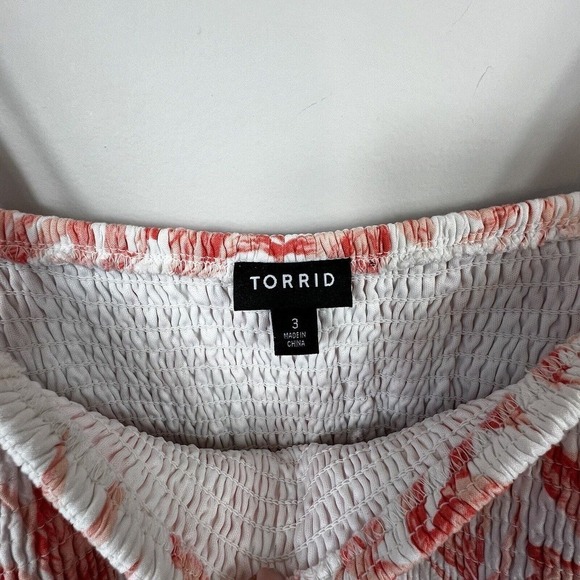 Torrid Peach Orange Floral Smocked Sundress Size 3 22/24 3X Midi Dress - Picture 7 of 13